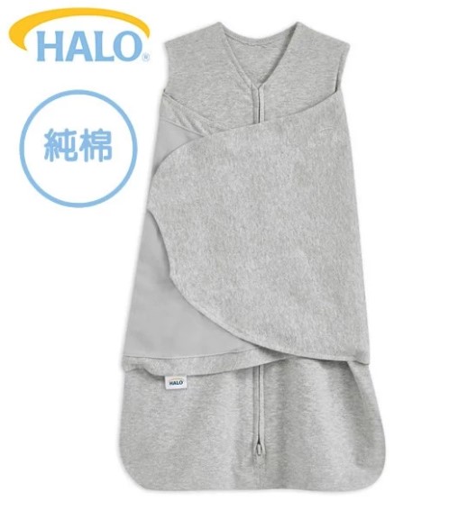 美國Halo Swaddle 二合一嬰兒包被睡袋-純棉 1.5TOG- 簡約灰 0-3個月