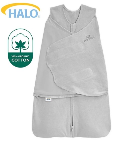 美國Halo Swaddle 二合一嬰兒包被睡袋-100%有機棉,  雲朵灰 1.5TOG  0-3個月