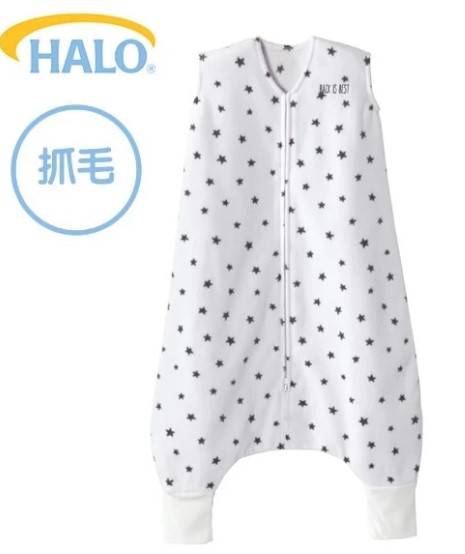 美國Halo Early Walker 嬰幼兒褲腳型睡袋-抓毛 1.0TOG;黑碎星 (6個月至2歲)