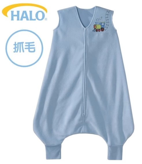 美國Halo Early Walker 嬰幼兒褲腳型睡袋-抓毛 1.0TOG;藍火車 L碼(12-18個月)