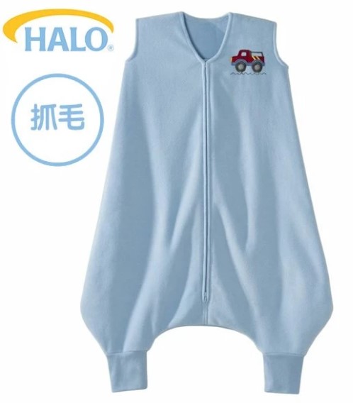 美國Halo Big Kids 幼兒褲腳型睡袋-抓毛 1.0TOG;藍車  2-3T(建議2至3歲)