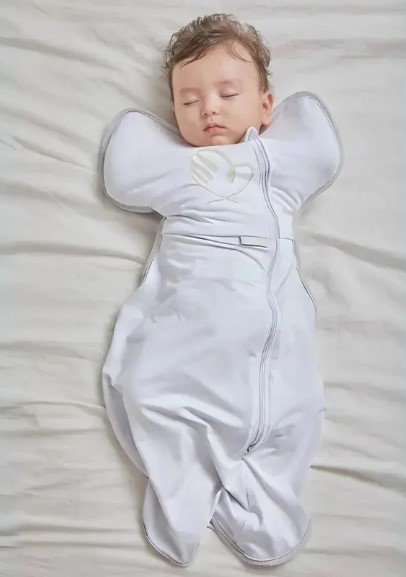 韓國Elava 蝴蝶型嬰兒包巾睡袋 連舒眠墊  (全包覆) M碼 - 純白 (6-9kg)