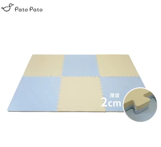 台灣Pato Pato 雙色巧拼地墊-6入 鵝黃/灰藍
