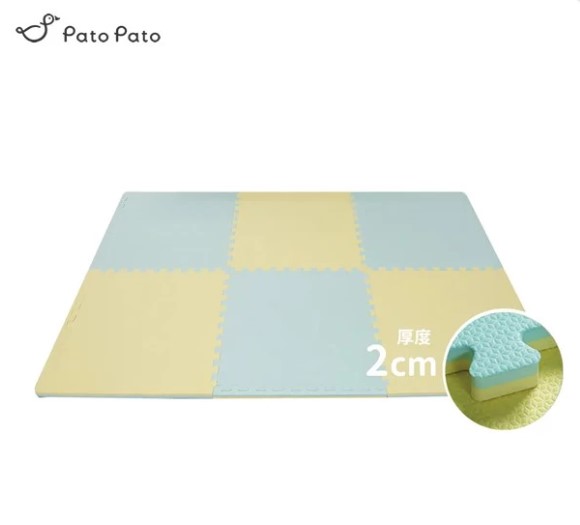 台灣Pato Pato 雙色巧拼地墊-6入 黃/淺綠