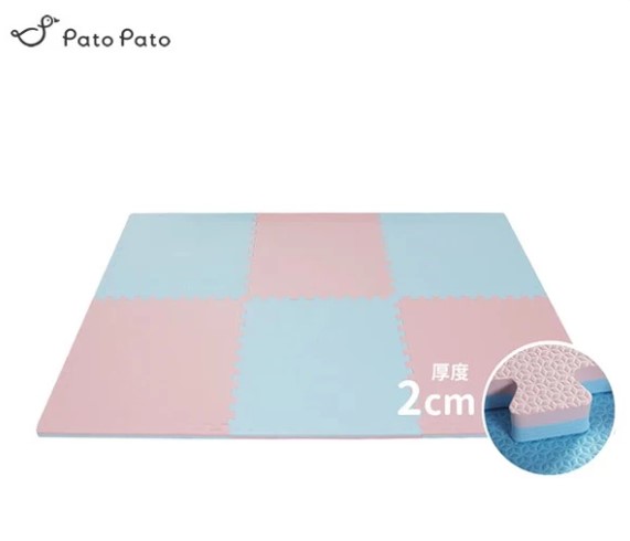 台灣Pato Pato 雙色巧拼地墊-6入 淺粉/天藍