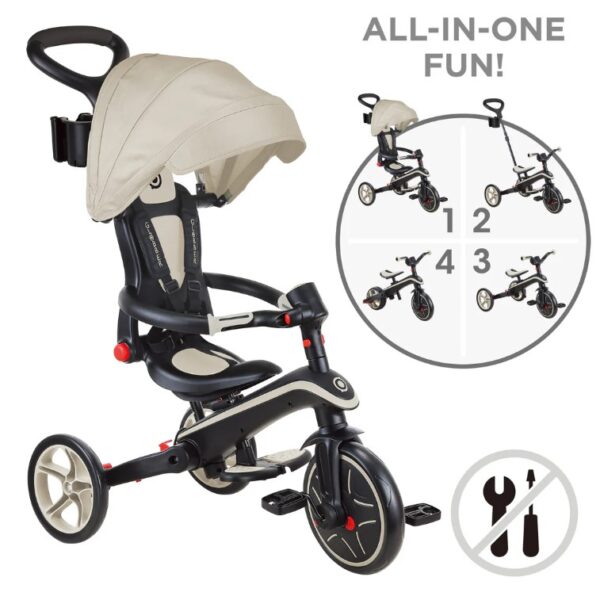 Globber Explorer Trike 可摺疊 4合1 三輪車 - Taupe (10M - 5Y)