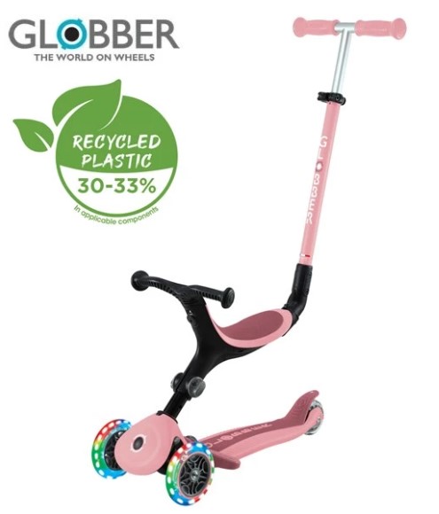 Globber Go Up Active Lights 三合一兒童滑板車 PASTEL PINK