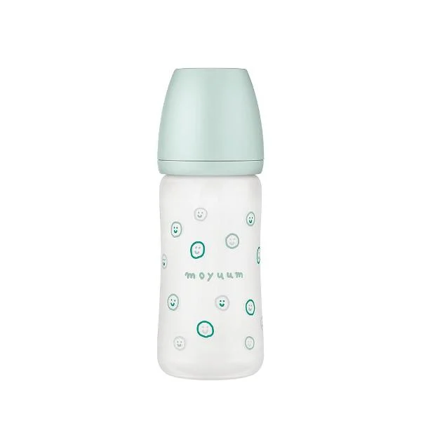 Moyuum 寬口防漲氣矽膠玻璃奶瓶240ml(微笑泡泡)