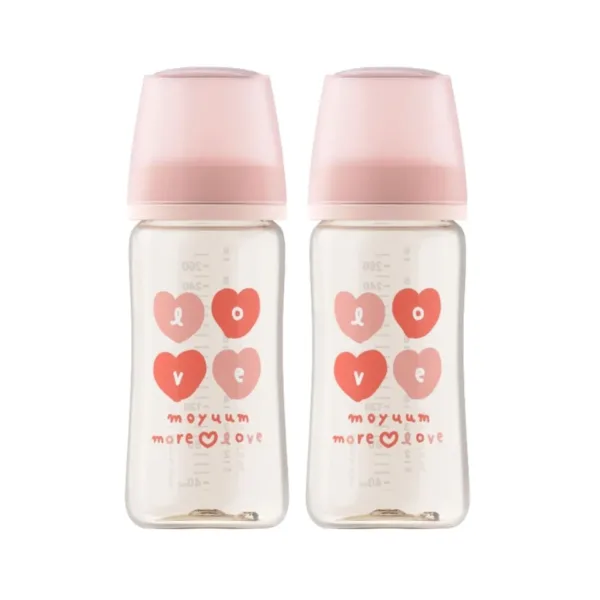 Moyuum - PPSU 寬口防漲氣奶瓶270ml（蜜桃心心）x2件