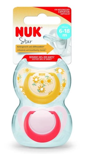 NUK - 星級乳膠安撫奶嘴連盒 2個裝 (6-18個月)