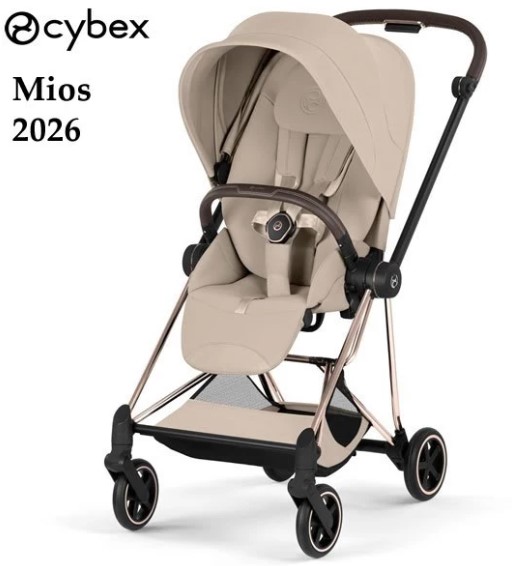 德國Cybex Mios 2026 雙向嬰兒手推車/ 玫瑰金車架 Cozy Beige
