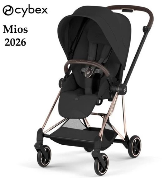德國Cybex Mios 2026 雙向嬰兒手推車/ 玫瑰金車架 Sepia Black