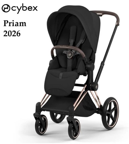 德國Cybex PRIAM 2026 豪華嬰兒手推車/ 玫瑰金車架 Sepia Black